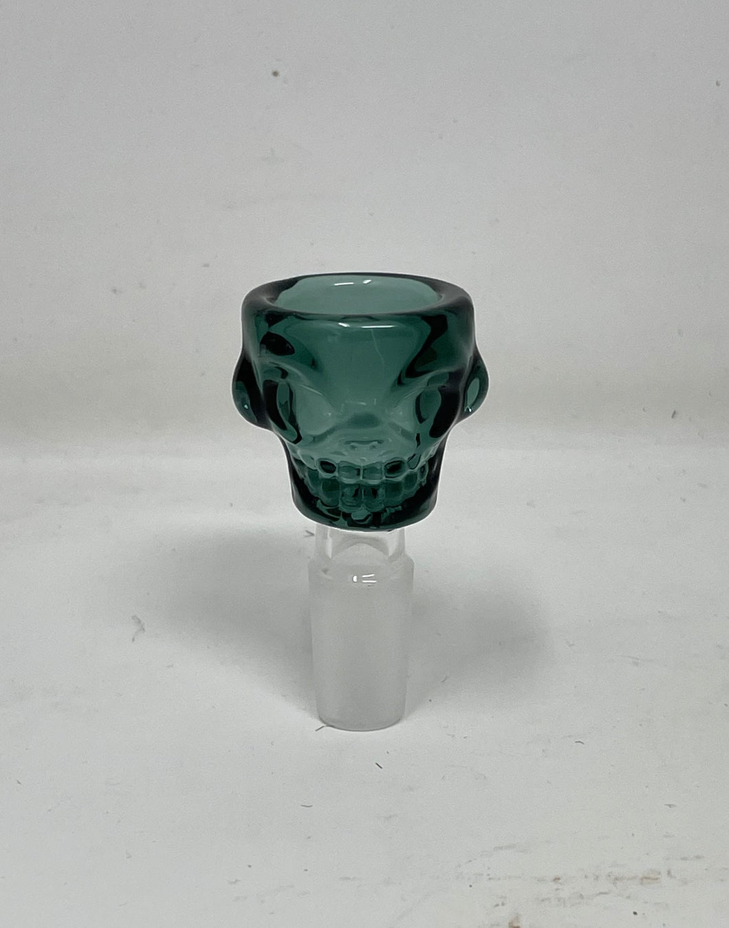 14mm Male Thick Forest Green Glass Bowl Skull Design