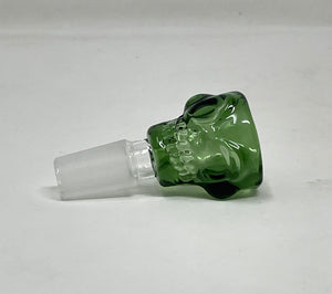 14mm Male Thick Green Glass Bowl Skull Design