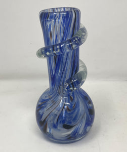 Blue Design 6" Thick Soft Glass Stem Attached w/Screen Bowl Swirl Glow the dark