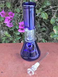 Purple 8" Beaker Dome Perc Water Best Bong Stem w/Attached Bowl