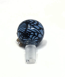 14MM male Thick Glass Rould Bowl with blue Wed Design & Spider