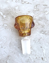 14mm Thick Amber Glass Bowl Skull Design