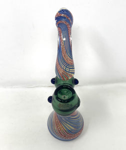 8" Handmade swirl colors design thick glass bubbler