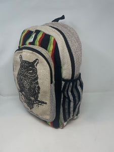 Large All Natural Pure Hemp  Laptop Backpack - Owl Design