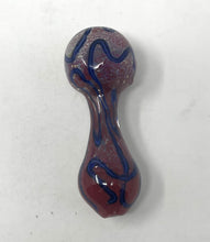 Awesome 4.5" Handmade Thick Glass Hand Pipe w/ Zipper Padded Hard Case - Red Marble w/Blue Accents