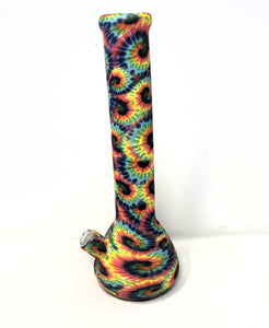 NEW! Tie Dye Design Silicone Detachable 13" Bong Glass Downstem Colored Bowl