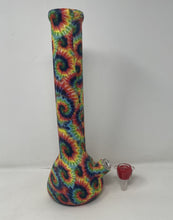 Tie Dye Design Silicone Detachable Beaker 13" Bong Glass Bowl