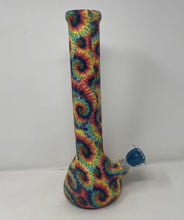 NEW! Tie Dye Design Silicone Detachable 13" Bong Glass Downstem Colored Bowl