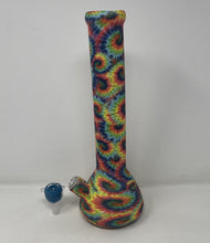 NEW! Tie Dye Design Silicone Detachable 13" Bong Glass Downstem Colored Bowl