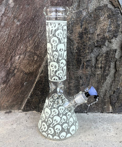Best 14" Thick Heavy Glass Beaker Bong Glow in the Dark Skulls