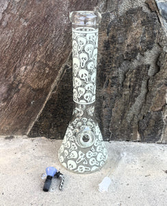 Best 14" Thick Heavy Glass Beaker Bong Glow in the Dark Skulls