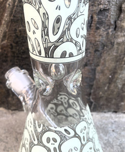 Best 14" Thick Heavy Glass Beaker Bong Glow in the Dark Skulls