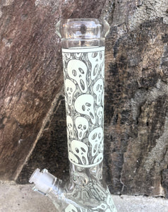 Best 14" Thick Heavy Glass Beaker Bong Glow in the Dark Skulls