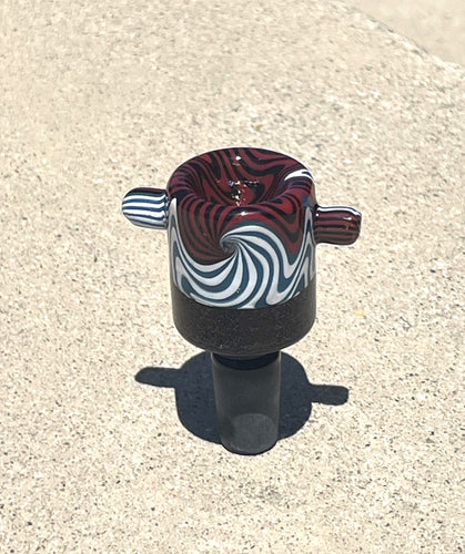 Thick Black Glass 14mm Male Bowl with Cool Design