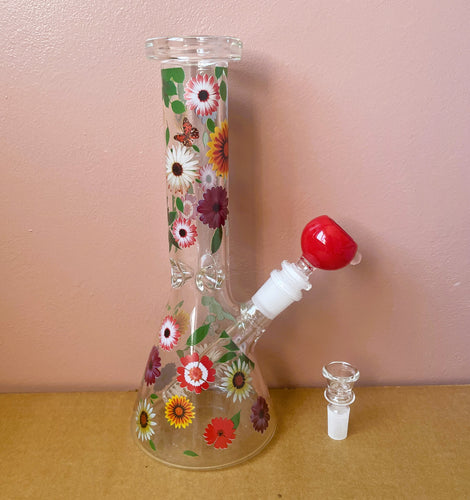 Multi Flower Design Thick Glass 10