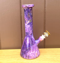 Beautiful Marble Purple Design Thick Glass 10" Beaker Bong