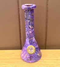 Beautiful Marble Purple Design Thick Glass 10" Beaker Bong