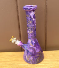 Beautiful Marble Purple Design Thick Glass 10" Beaker Bong