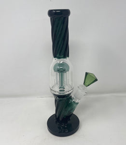 11" Straight Thick Glass Bong 8 Arm Perc twisted glass