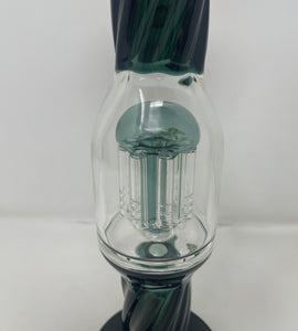 11" Straight Thick Glass Bong 8 Arm Perc twisted glass