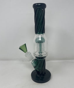 11" Straight Thick Glass Bong 8 Arm Perc twisted glass