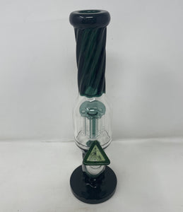 11" Straight Thick Glass Bong 8 Arm Perc twisted glass