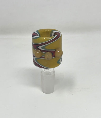 14mm Male Thick Glass Bowl Swirl Design and three notches