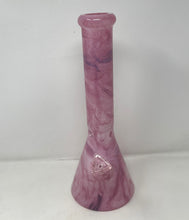 Pretty Pink Thick Glass 14" Beaker Bong Marble Design with Bowl
