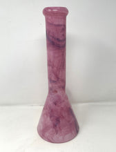 Pretty Pink Thick Glass 14" Beaker Bong Marble Design with Bowl