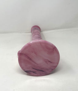 Pretty Pink Thick Glass 14" Beaker Bong Marble Design with Bowl