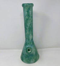 Thick Glass 14" Beaker Bong Green Marble Design with Green Diamond Bowl