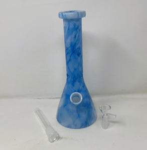 Light blue Marble Design 10" Thick Glass Bong