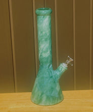 Thick Glass 14" Beaker Bong Green Marble Design 14mm Bowl
