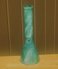 Thick Glass 14" Beaker Bong Green Marble Design 14mm Bowl