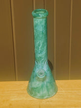 Thick Glass 14" Beaker Bong Green Marble Design 14mm Bowl