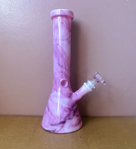 Beautiful Pink Marble Design 10" Thick Glass Bong