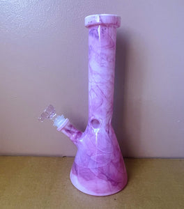 Beautiful Pink Marble Design 10" Thick Glass Bong