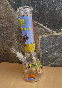 Collectible 14" Thick Heavy Glass Beaker Bong Scooby Doo Design