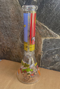 Collectible 14" Thick Heavy Glass Beaker Bong Scooby Doo Design