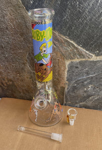 Collectible 14" Thick Heavy Glass Beaker Bong Scooby Doo Design