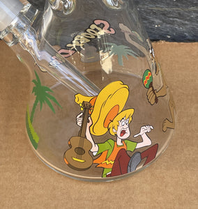 Collectible 14" Thick Heavy Glass Beaker Bong Scooby Doo Team-up Design