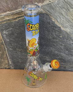 Collectible 14" Thick Heavy Glass Beaker Bong Scooby Doo Team-up Design