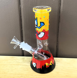 Thick Glass 8" Beaker Bong Crazy Cat Design