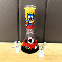 Thick Glass 8" Beaker Bong Crazy Cat Design