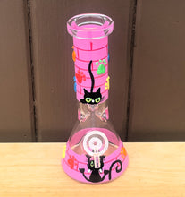 Cute Cat & Paws Glow in the dark Design Thick Glass 8" Beaker Bong