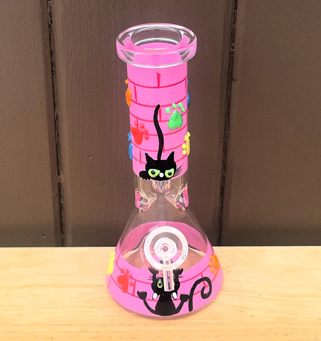 Cute Cat & Paws Glow in the dark Design Thick Glass 8