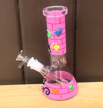 Cute Cat & Paws Glow in the dark Design Thick Glass 8" Beaker Bong
