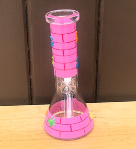 Cute Cat & Paws Glow in the dark Design Thick Glass 8" Beaker Bong