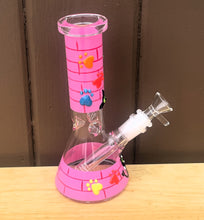 Cute Cat & Paws Glow in the dark Design Thick Glass 8" Beaker Bong
