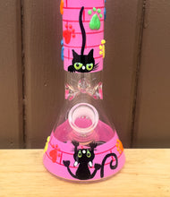Cute Cat & Paws Glow in the dark Design Thick Glass 8" Beaker Bong